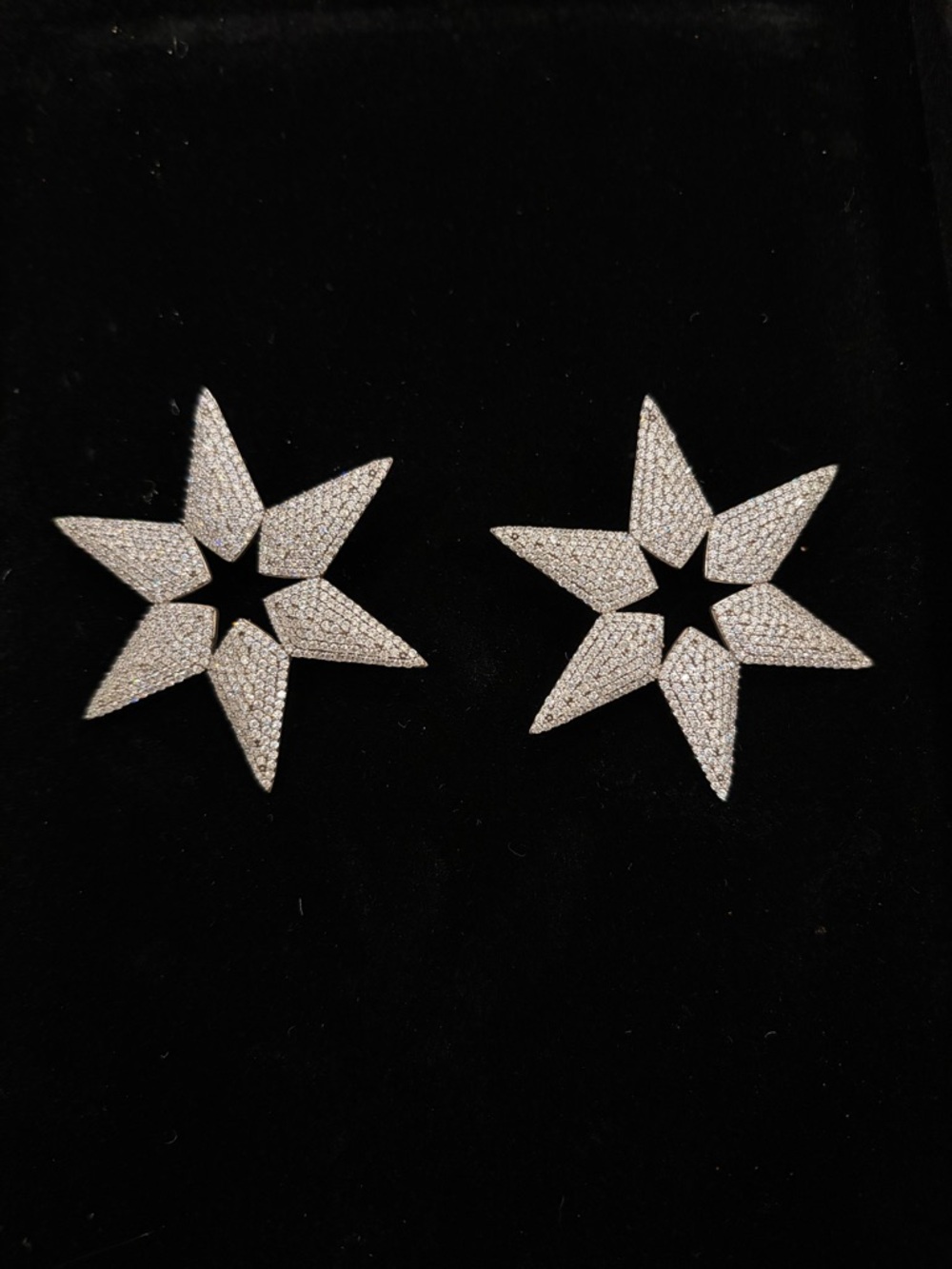 Texas Rodeo Silver Star Statement Earrings Rhinestone Studs